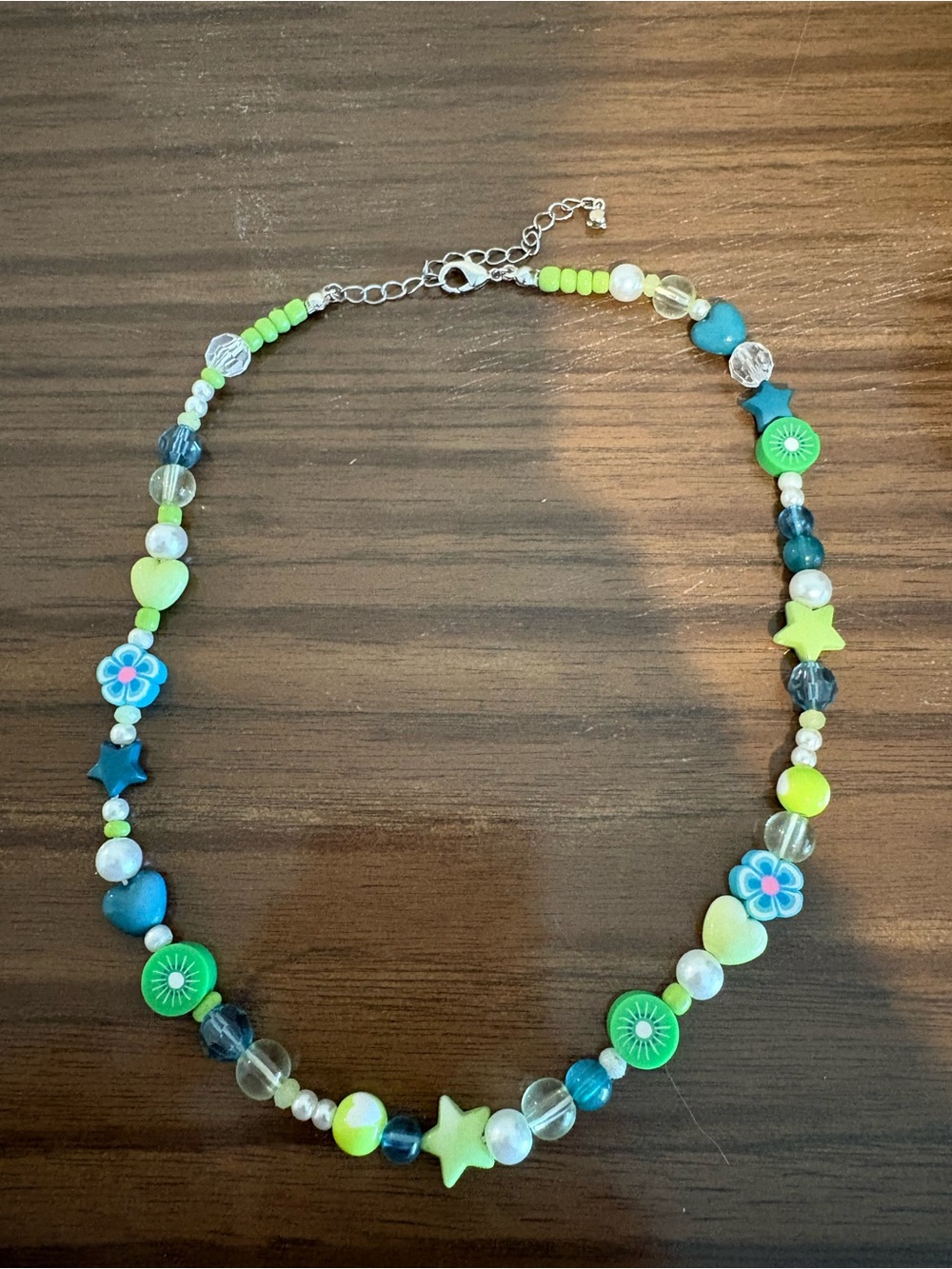 Green Blue VSCO Girl Necklace 2016 nostalgia CLAY BEADS STAR SMILEY FACE